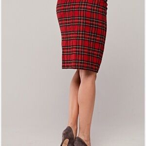 J. Crew Factory Red Plaid Pencil Skirt